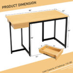 48 Inch Metal Frame Computer Desk with Drawer and Adjustable Pads