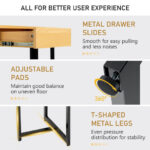 48 Inch Metal Frame Computer Desk with Drawer and Adjustable Pads