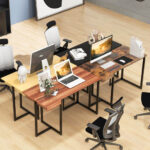 48 Inch Metal Frame Computer Desk with Drawer and Adjustable Pads