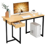 48 Inch Metal Frame Computer Desk with Drawer and Adjustable Pads