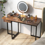48 Inch Metal Frame Computer Desk with Drawer and Adjustable Pads