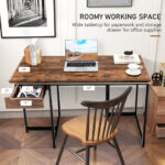 48 Inch Metal Frame Computer Desk with Drawer and Adjustable Pads