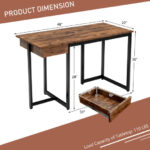 48 Inch Metal Frame Computer Desk with Drawer and Adjustable Pads