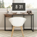 48 Inch Metal Frame Computer Desk with Drawer and Adjustable Pads