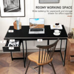 48 Inch Metal Frame Computer Desk with Drawer and Adjustable Pads