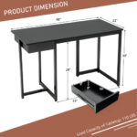 48 Inch Metal Frame Computer Desk with Drawer and Adjustable Pads