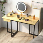 48 Inch Metal Frame Computer Desk with Drawer and Adjustable Pads