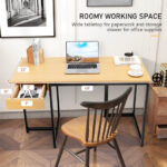 48 Inch Metal Frame Computer Desk with Drawer and Adjustable Pads