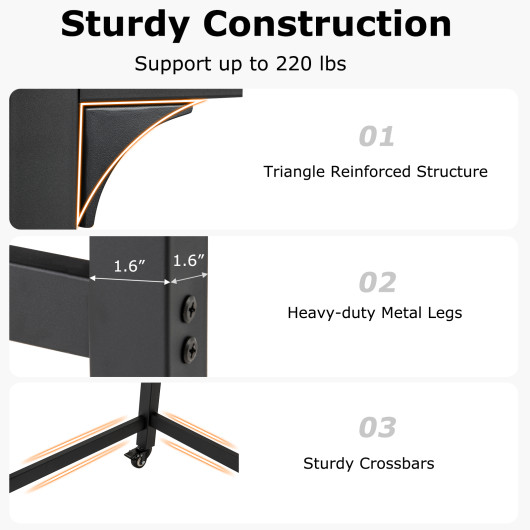48 Inch Mobile Computer Desk with Durable Metal Frame 14 48 Inch Mobile Computer Desk with Durable Metal Frame - Image 14