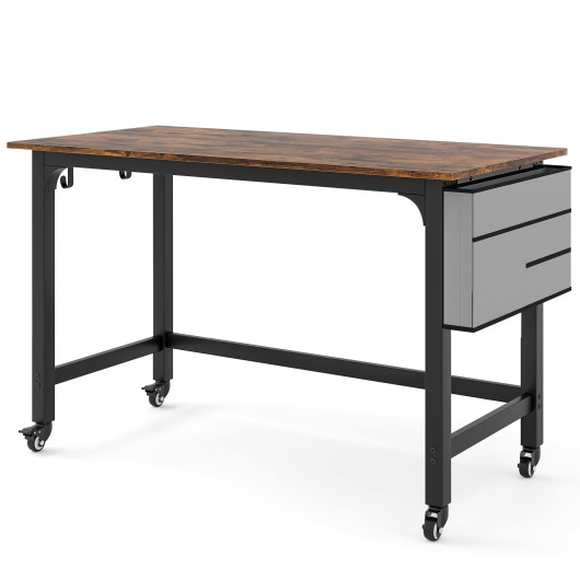 48 Inch Mobile Computer Desk with Durable Metal Frame 17 48 Inch Mobile Computer Desk with Durable Metal Frame - Image 17