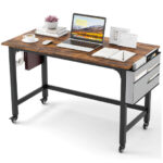 48 Inch Mobile Computer Desk with Durable Metal Frame 39 48 Inch Mobile Computer Desk with Durable Metal Frame