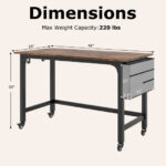 48 Inch Mobile Computer Desk with Durable Metal Frame 40 48 Inch Mobile Computer Desk with Durable Metal Frame