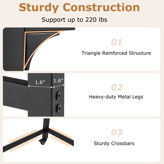 48 Inch Mobile Computer Desk with Durable Metal Frame 20 48 Inch Mobile Computer Desk with Durable Metal Frame - Image 20