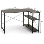 48 Inch Reversible L Shaped Desk with Adjustable Shelf 39 48 Inch Reversible L Shaped Desk with Adjustable Shelf