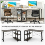 48 Inch Reversible L Shaped Desk with Adjustable Shelf 40 48 Inch Reversible L Shaped Desk with Adjustable Shelf