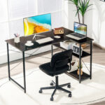 48 Inch Reversible L Shaped Desk with Adjustable Shelf 41 48 Inch Reversible L Shaped Desk with Adjustable Shelf