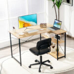 48 Inch Reversible L Shaped Desk with Adjustable Shelf 30 48 Inch Reversible L Shaped Desk with Adjustable Shelf