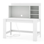 48 Inch Writing Desk with Shelves and Cable Management Hole