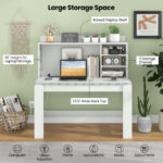 48 Inch Writing Desk with Shelves and Cable Management Hole