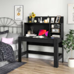 48 Inch Writing Desk with Shelves and Cable Management Hole