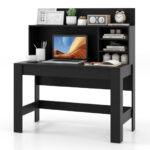 48 Inch Writing Desk with Shelves and Cable Management Hole