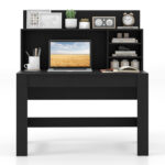 48 Inch Writing Desk with Shelves and Cable Management Hole