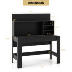 48 Inch Writing Desk with Shelves and Cable Management Hole