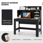 48 Inch Writing Desk with Shelves and Cable Management Hole