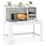 48 Inch Writing Desk with Shelves and Cable Management Hole