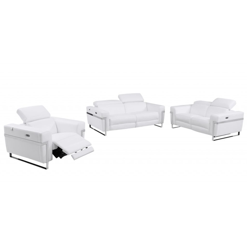 Indoor Italian Leather Reclining Sofa Set with Loveseat, 3-Piece 5 Indoor Italian Leather Reclining Sofa Set with Loveseat, 3-Piece - Image 5