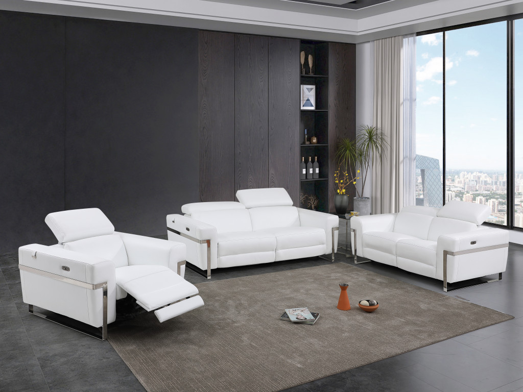 Indoor Italian Leather Reclining Sofa Set with Loveseat, 3-Piece 8 Indoor Italian Leather Reclining Sofa Set with Loveseat, 3-Piece - Image 8