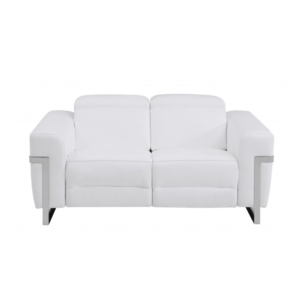 Two Piece White Italian Leather Reclining Sofa and Loveseat Set 2 Two Piece White Italian Leather Reclining Sofa and Loveseat Set - Image 2