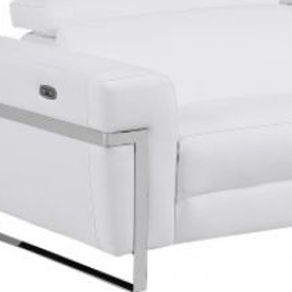 Two Piece White Italian Leather Reclining Sofa and Loveseat Set 6 Two Piece White Italian Leather Reclining Sofa and Loveseat Set - Image 6