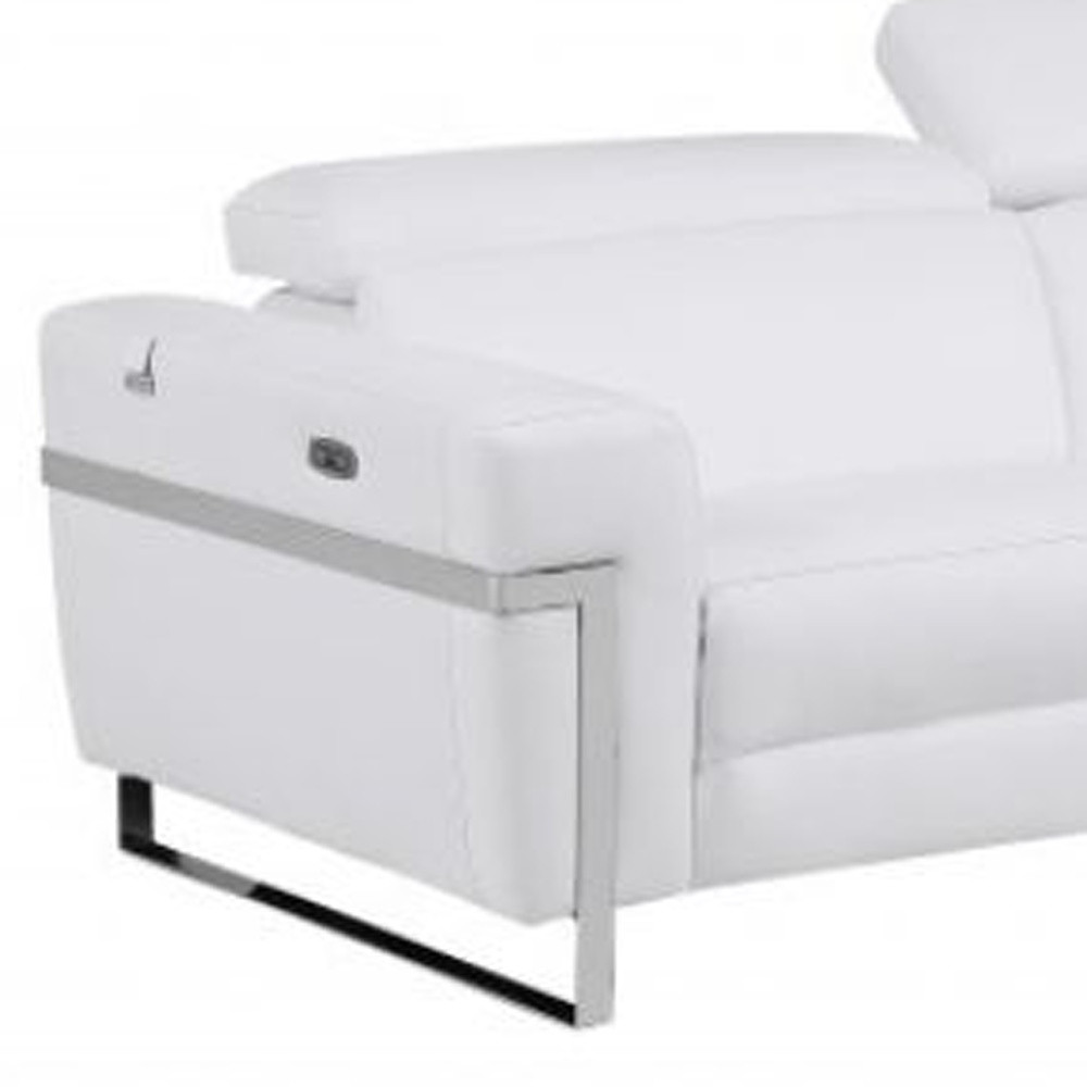 Two Piece White Italian Leather Reclining Sofa and Loveseat Set 7 Two Piece White Italian Leather Reclining Sofa and Loveseat Set - Image 7