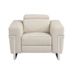 Three Piece Beige Italian Leather Reclining Seating Set for Six