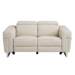 Three Piece Beige Italian Leather Reclining Seating Set for Six