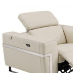 Three Piece Beige Italian Leather Reclining Seating Set for Six