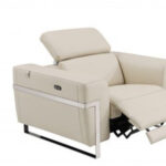 Three Piece Beige Italian Leather Reclining Seating Set for Six