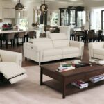 Three Piece Beige Italian Leather Reclining Seating Set for Six
