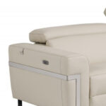 Beige Italian Leather Reclining Sofa and Loveseat Set for 5
