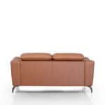 Brown Leather Adjustable Headrest Modern Loveseat with Steel Legs
