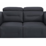 Gray and Black Italian Leather Power Reclining Loveseat 65 Inch