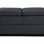 Gray and Black Italian Leather Power Reclining Loveseat 65 Inch