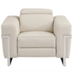 41" Beige Italian Leather Modern Power Recliner Chair with Position Control
