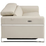 41" Beige Italian Leather Modern Power Recliner Chair with Position Control