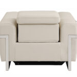 41" Beige Italian Leather Modern Power Recliner Chair with Position Control