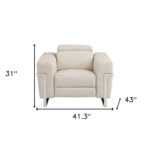 41" Beige Italian Leather Modern Power Recliner Chair with Position Control