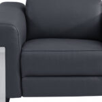 41" Dark Gray Italian Leather Modern Power Recliner Chair with Chrome Legs