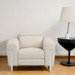 41" Beige Italian Leather Modern Power Recliner Chair