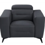 41" Dark Gray Italian Leather Modern Power Recliner Chair with Dark Charcoal Legs